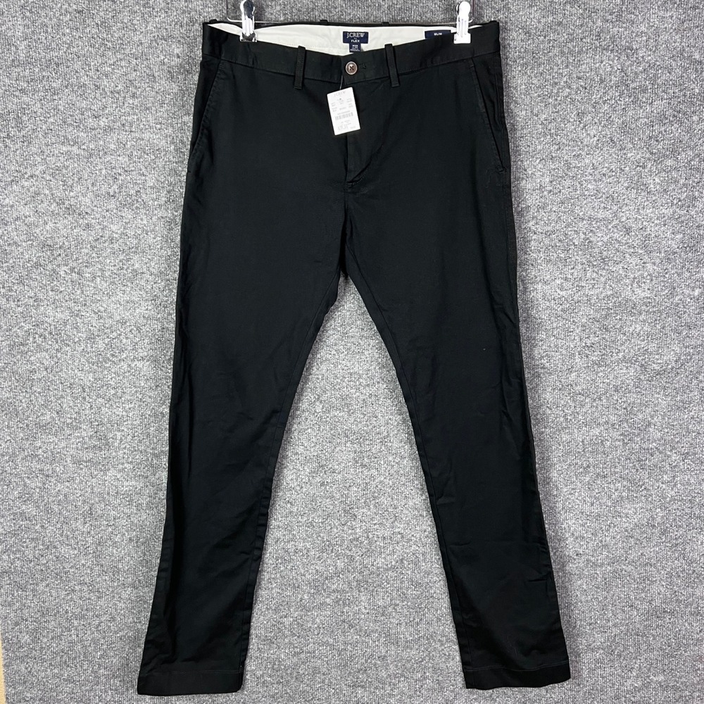 NEW J.Crew Mens Slim Flex Black Chino Pants W32 L32 NWT Casual Everyday Trousers